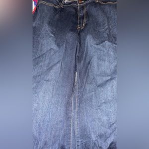 Dark wash flare denim